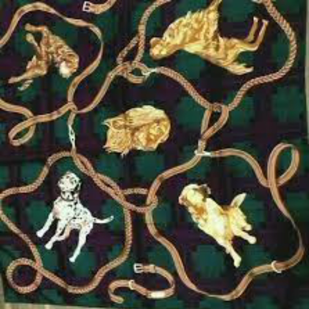 Vtg Polo Ralph Lauren 100% Silk Best of Breed Dogs Terriers Print Scarf 34x34